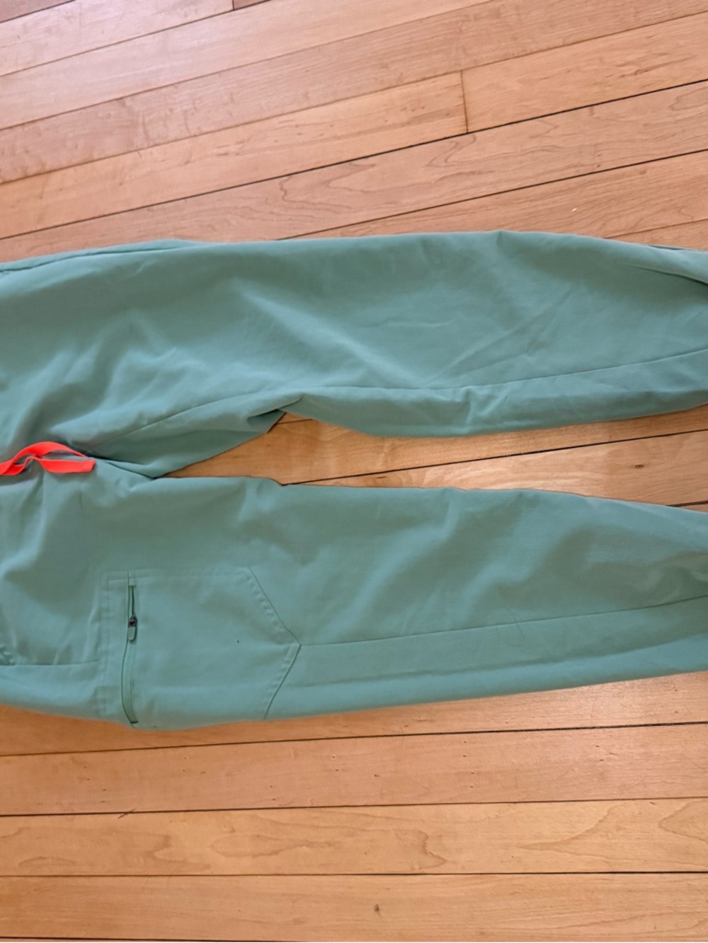 Figs Women's Jogger Scrub Pants in Mint with Coral Drawstring